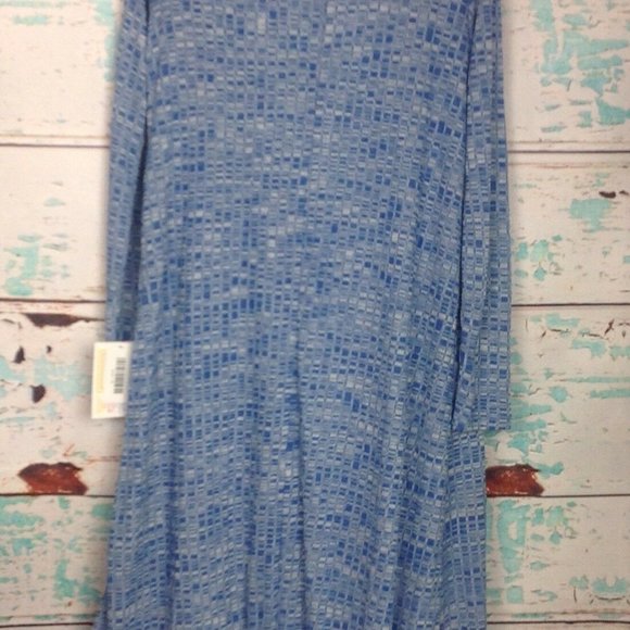 Lularoe Sarah Blue White Duster Long Open Cardigan XS Stretch Heather Knit - Picture 4 of 6
